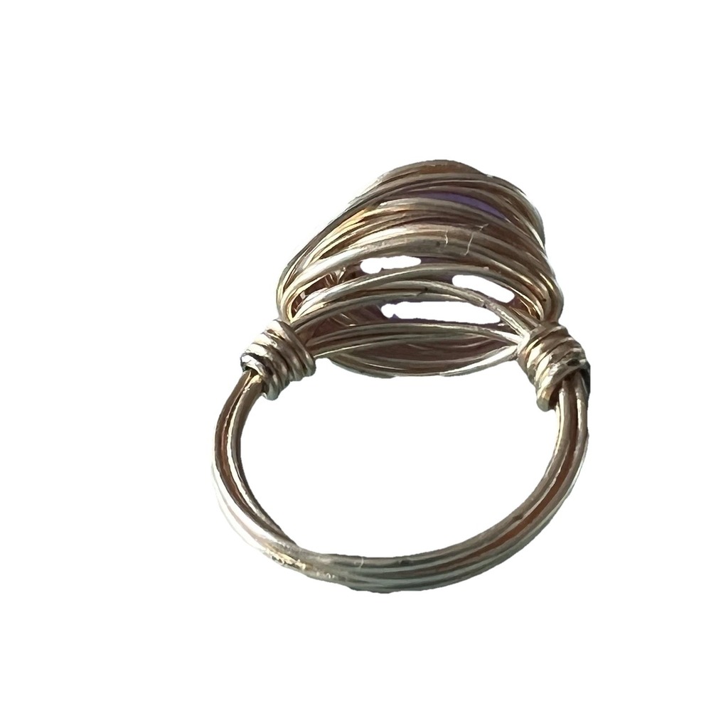 Handmade ~ Copper Wire Wrap ~ Amethyst Bead Ring Size‎ 6 - Picture 3 of 6